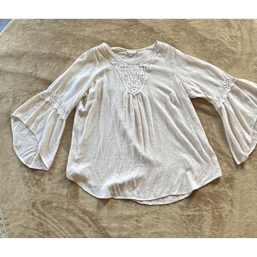 Women's Top 1X Cream Ethereal Fairycore Boho Vibes 70s-vibes Romantic Peasant